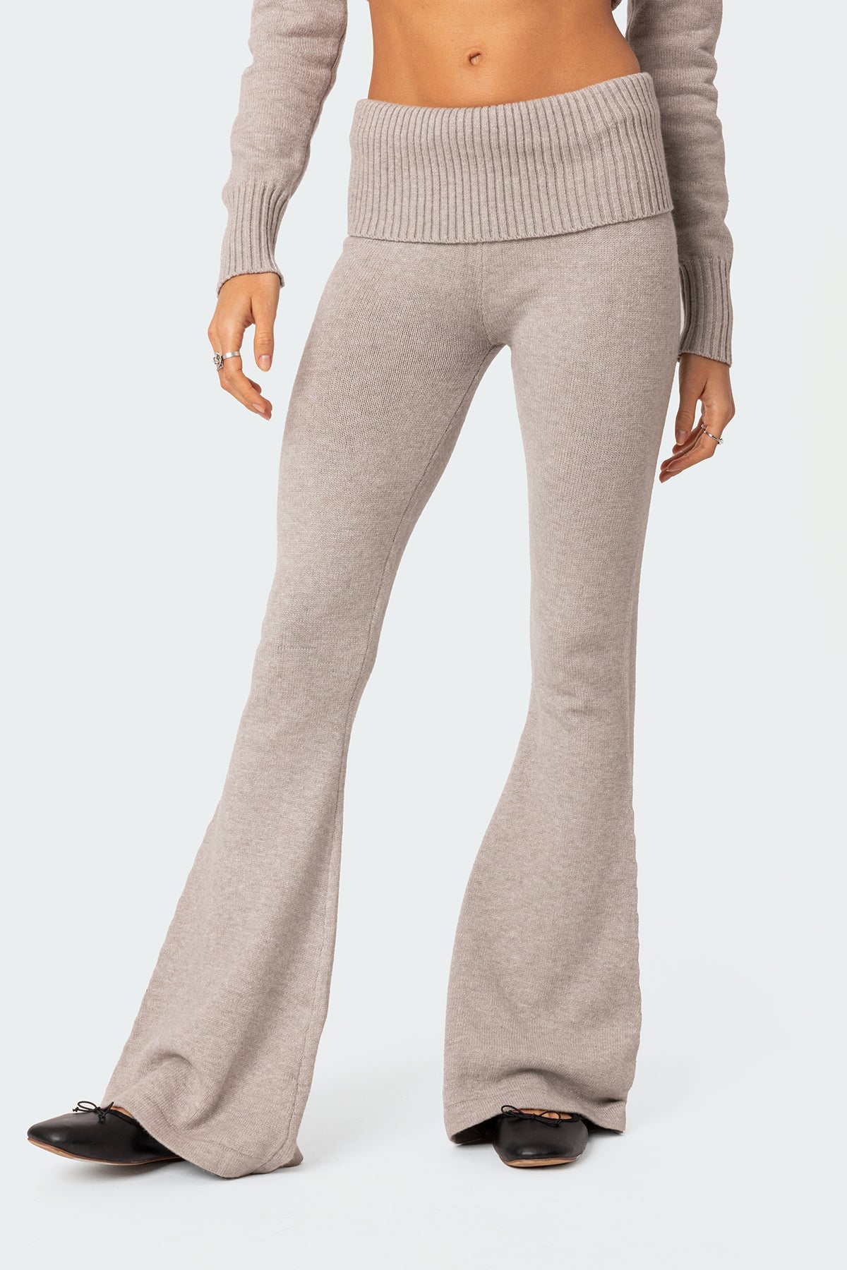Desiree Knitted Low Rise Fold Over Trousers