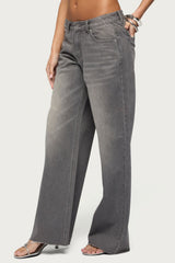 Raelynn Washed Low Rise Baggy Jeans