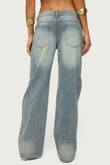 Raelynn Washed Low Rise Baggy Jeans