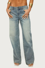 Raelynn Washed Low Rise Baggy Jeans
