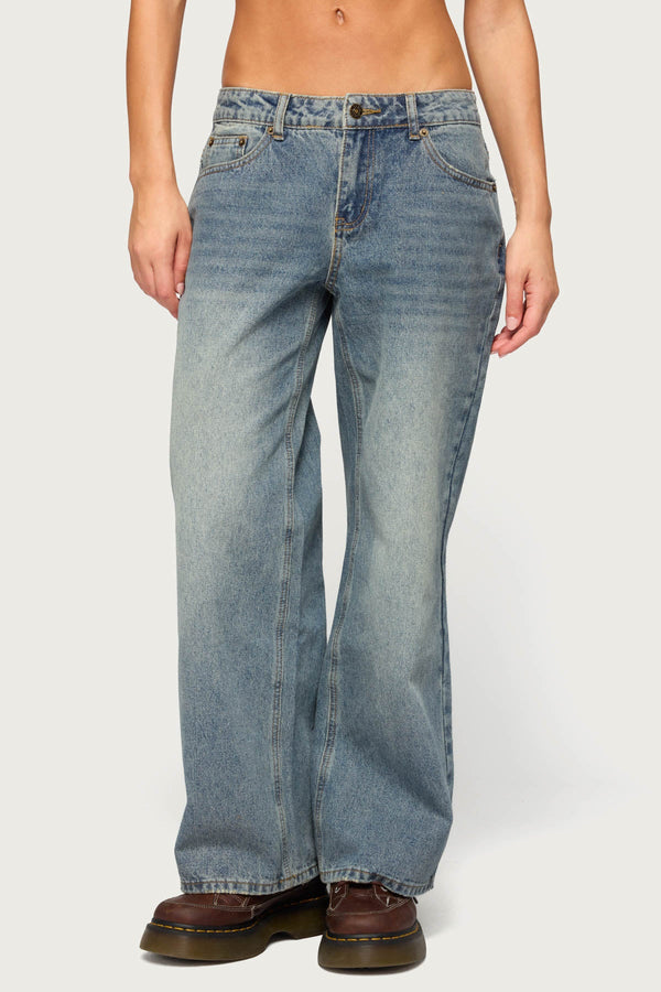 Petite Raelynn Washed Low Rise Baggy Jeans view 2