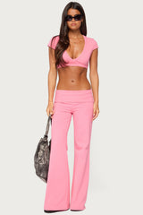 Wide Leg Foldover Trousers