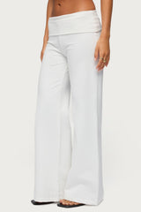 Wide Leg Foldover Trousers