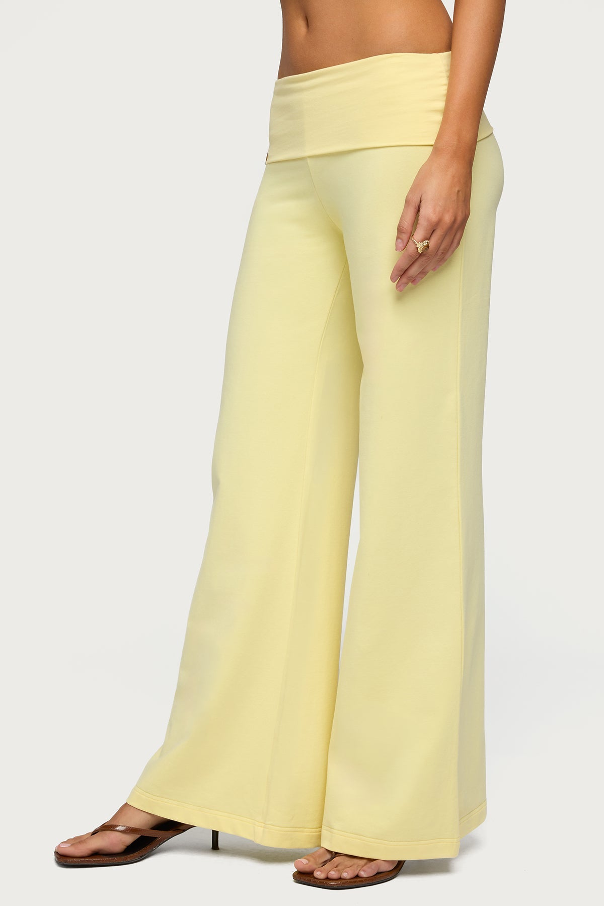 Wide Leg Foldover Trousers