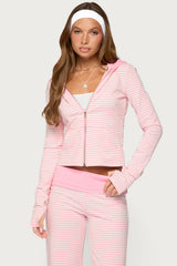 Meggy Striped Zip Up Hoodie