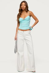 Layered Bra Cowl Neck Top