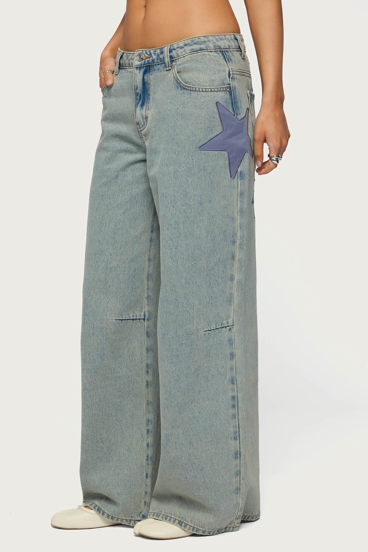 Trish Stars Low Rise Baggy Jeans