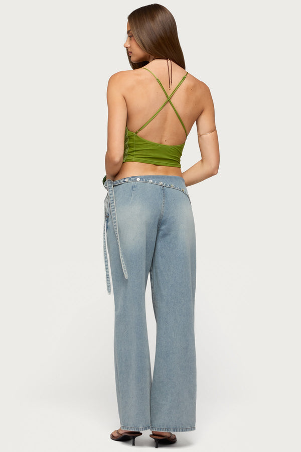 Elenie Fringed Cowl Neck Top