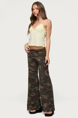 Lumielle Camo Wide Leg Foldover Trousers