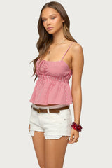 Zahara Gingham Babydoll Top