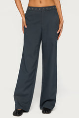 Ayve Eyelet Waist Straight Leg Trousers