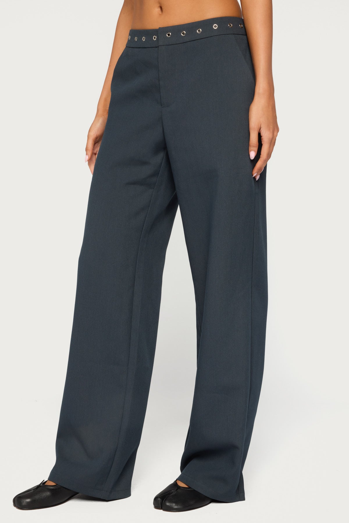 Ayve Eyelet Waist Straight Leg Trousers
