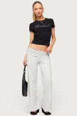 Petite Reeva Polka Dot Foldover Trousers