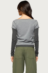 Layered Stripey Long Sleeve T Shirt