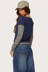 Layered Stripey Long Sleeve T Shirt