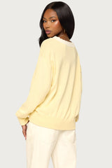 Marie Contrast Lacey V Neck Sweater