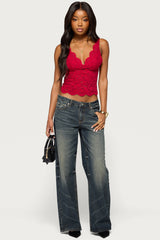 Araura Lace Velvet Floral Top