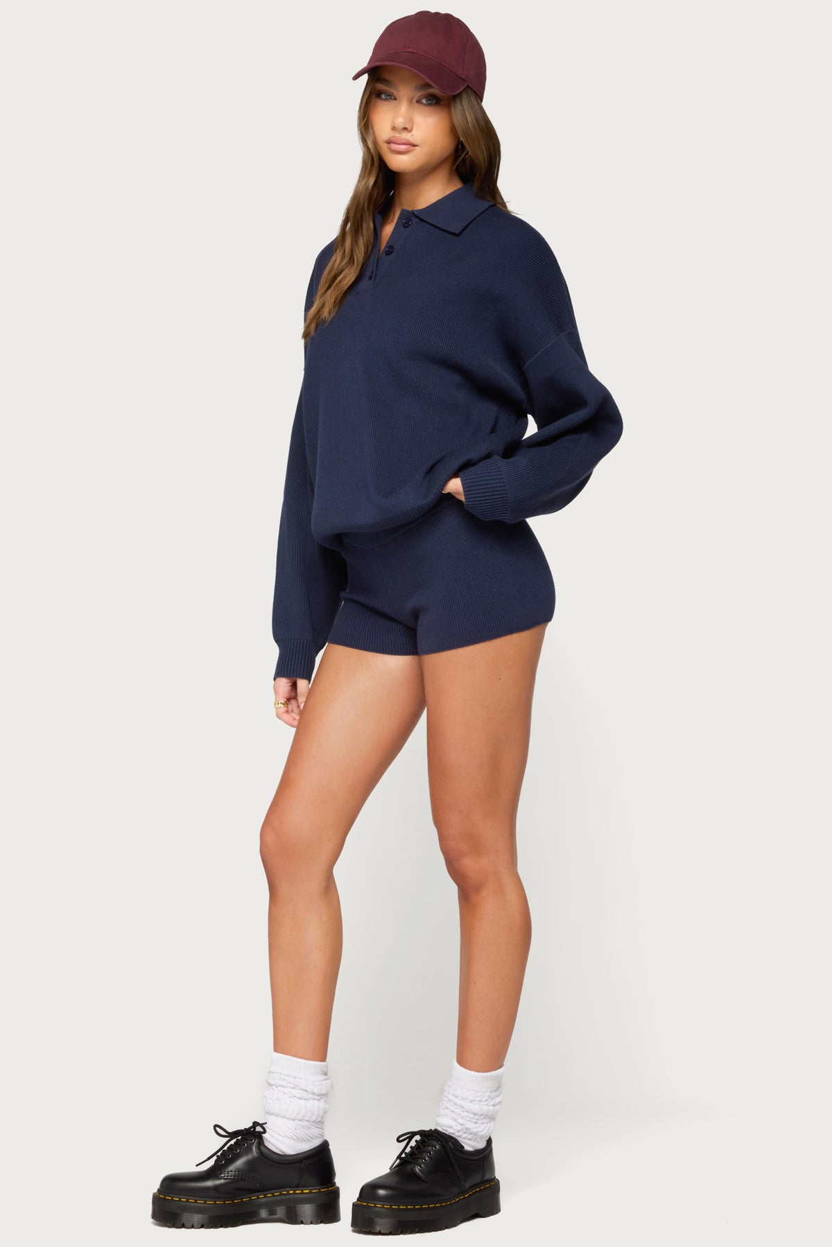 Lorie Mid Rise Ribbed Knit Shorts