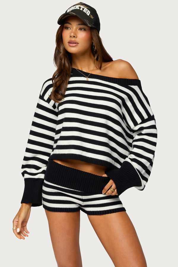 Saphi Striped Oversized Knit Sweater view 1