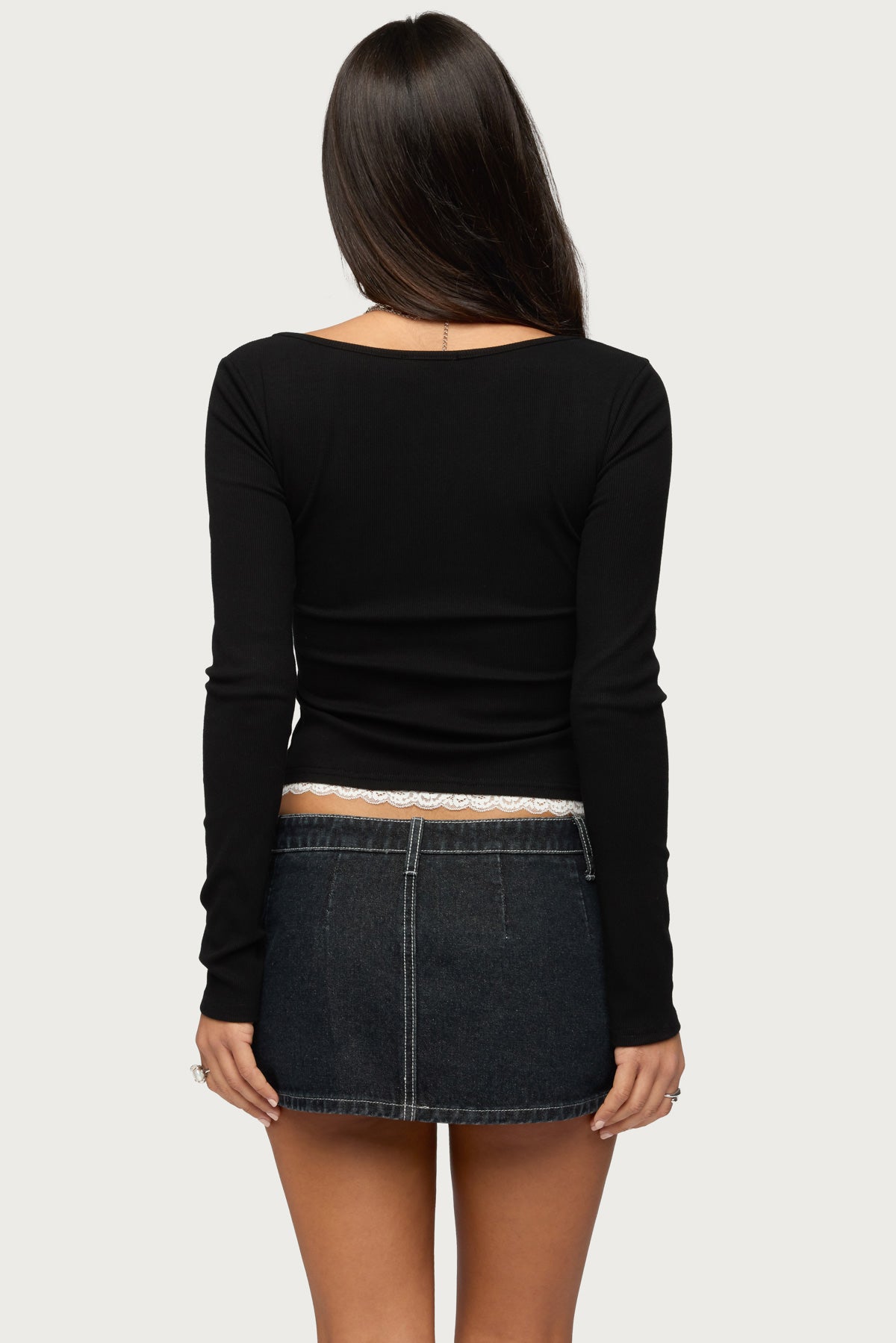 Joana Layered Lacey Henley Top