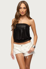 Leira Silky Sparkly Strapless Top