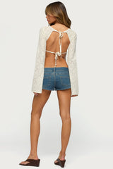 Flaura Backless Sheer Lace Top