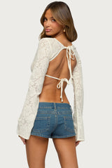 Flaura Backless Sheer Lace Top