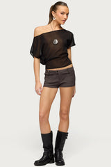 Noria Sheer Chiffon Off Shoulder Top