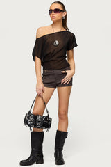 Noria Sheer Chiffon Off Shoulder Top