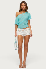 Noria Sheer Chiffon Off Shoulder Top