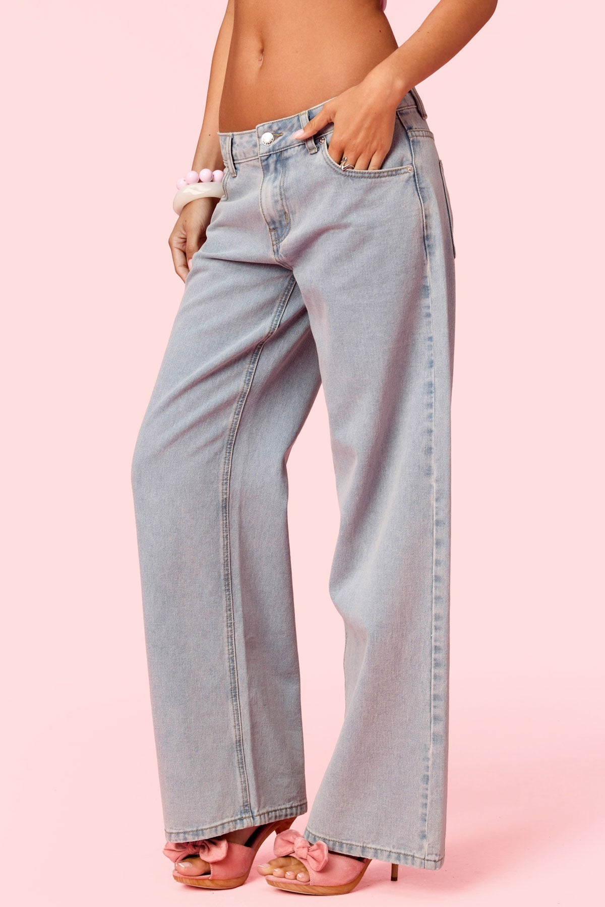 Embroidered Barbie™ Low Rise Baggy Jeans