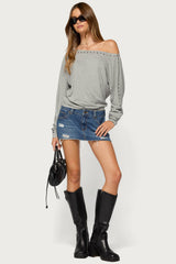 Paola Off Shoulder Stud Top