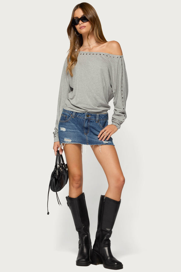 Paola Off Shoulder Stud Top