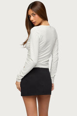 Kianah Polka Dot V Neck T Shirt