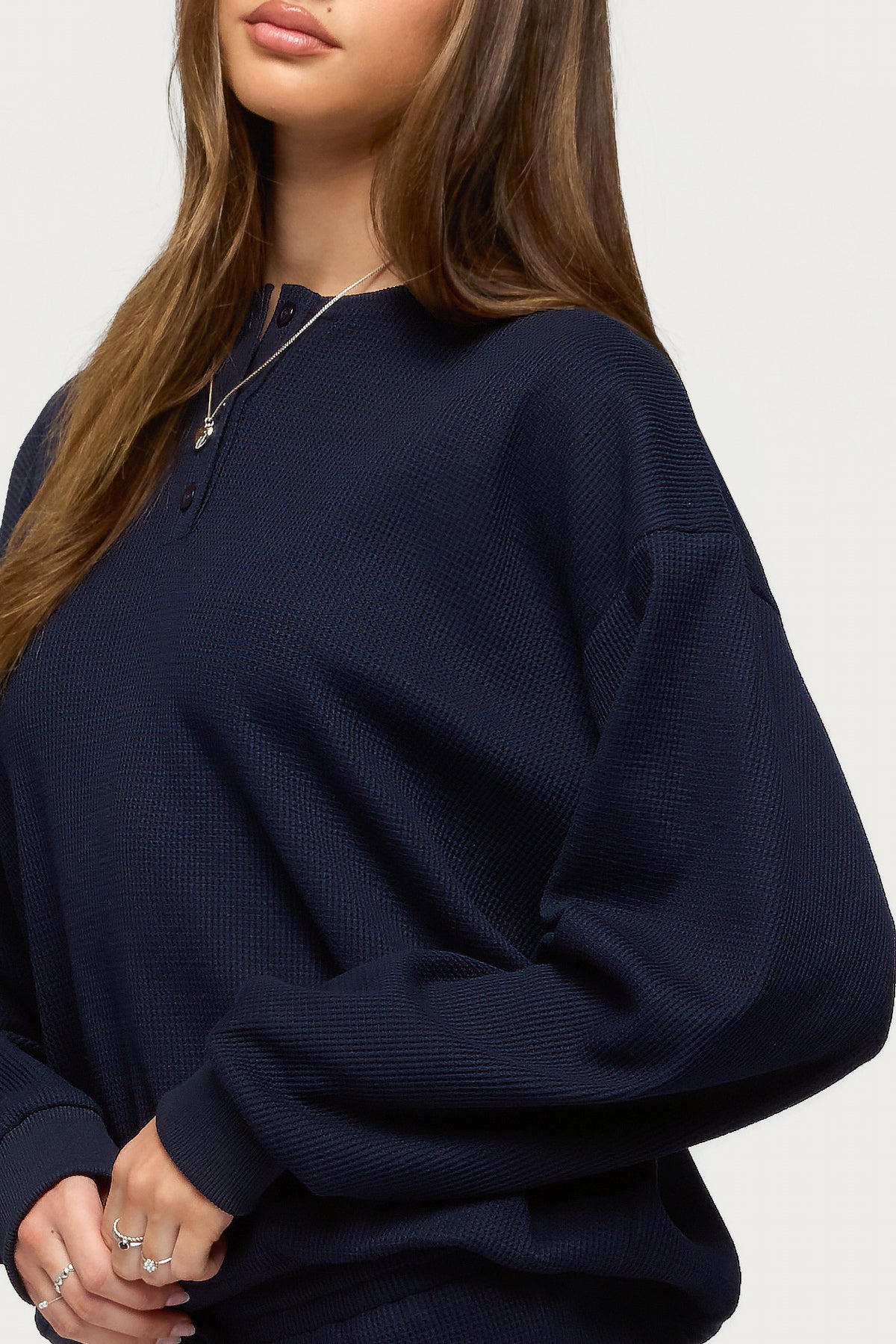 Baila Waffle Henley Top