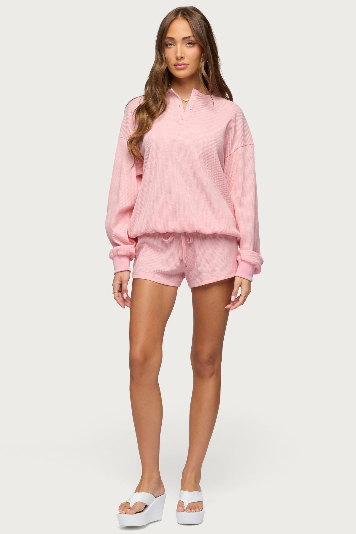 Baila Waffle Henley Top