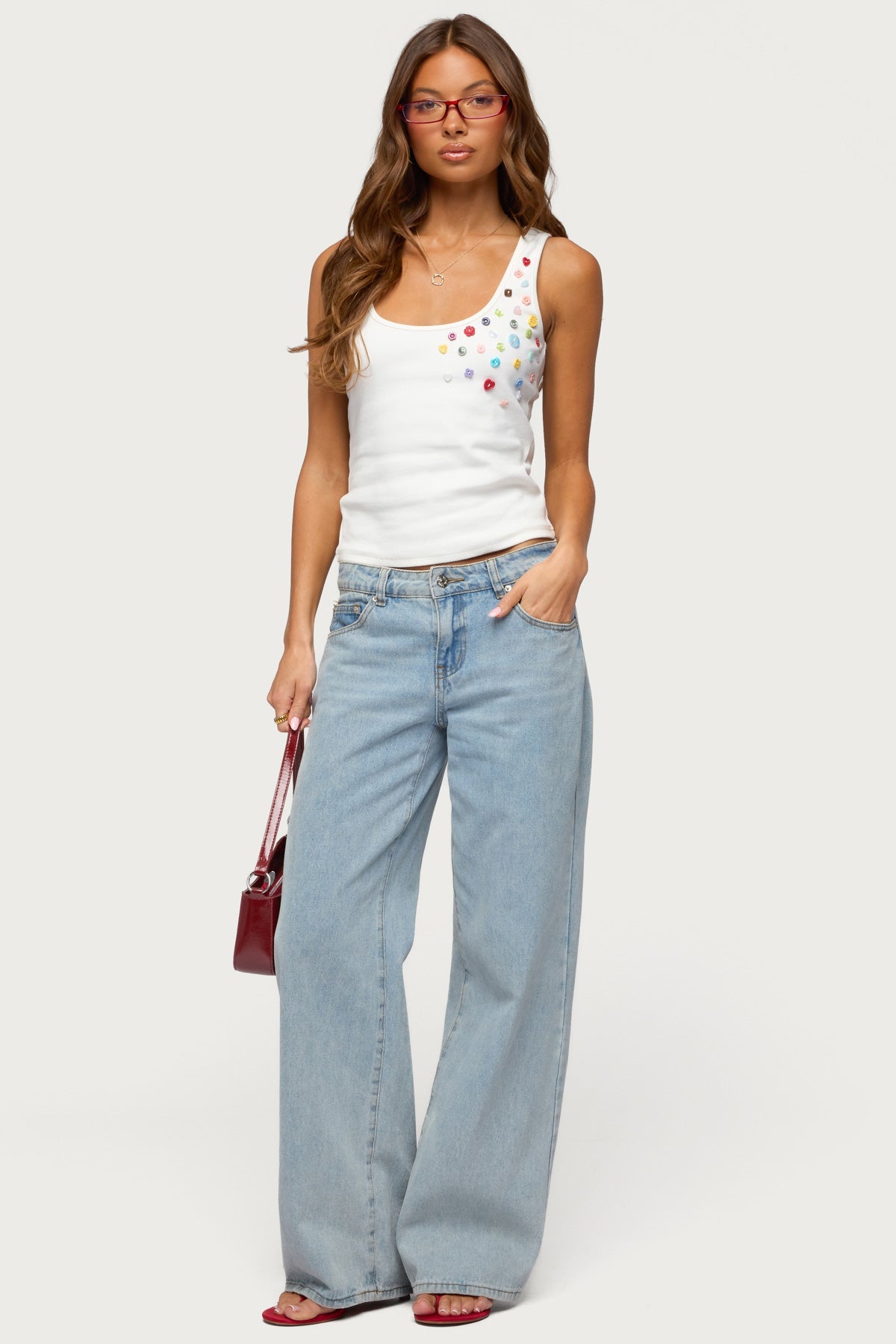 Natash Mixed Button Tank Top