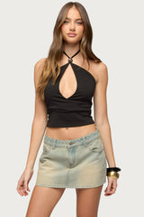 Rivi Bead Cutout Halter Top