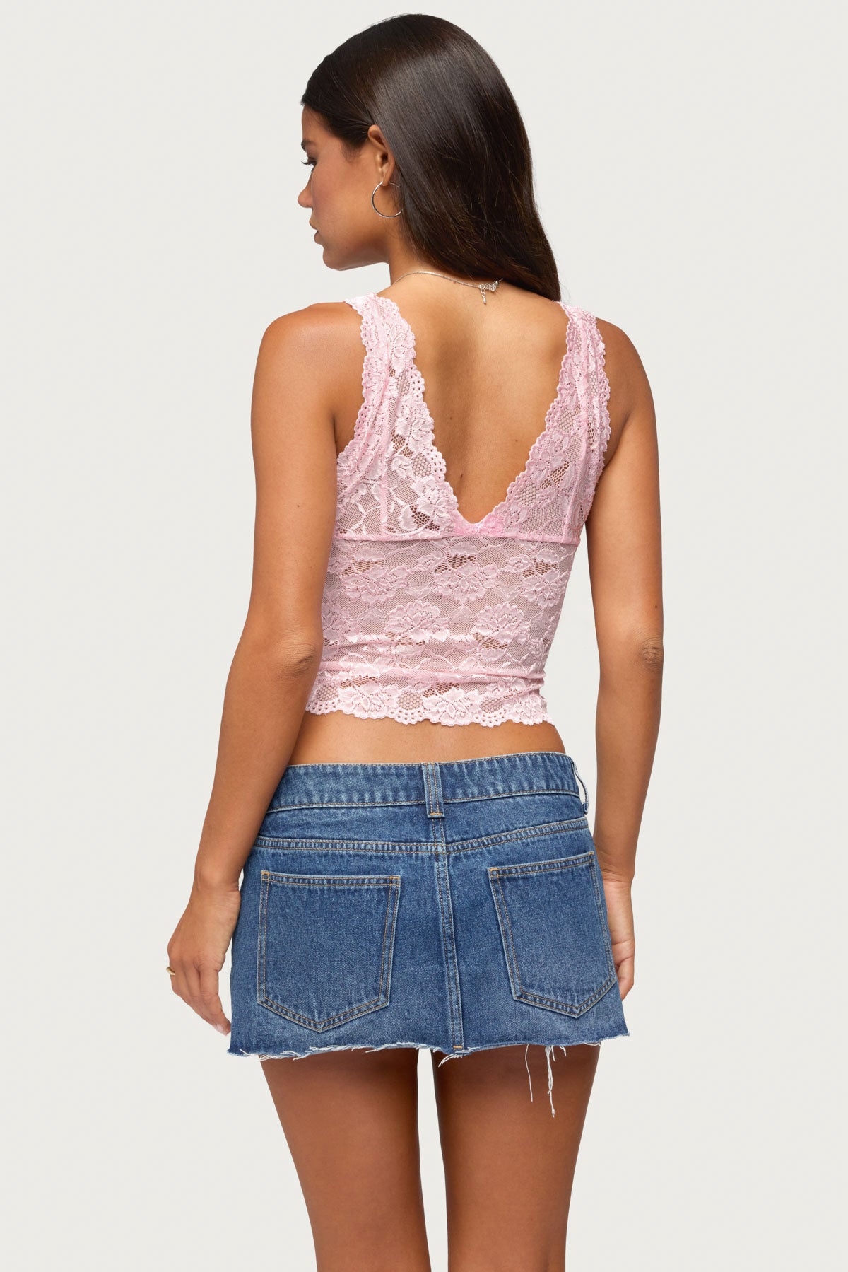 Vanya Sheer Lace V Neck Top