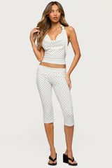 Eloisa Polka Dot Buckle Halter Top