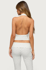 Eloisa Polka Dot Buckle Halter Top