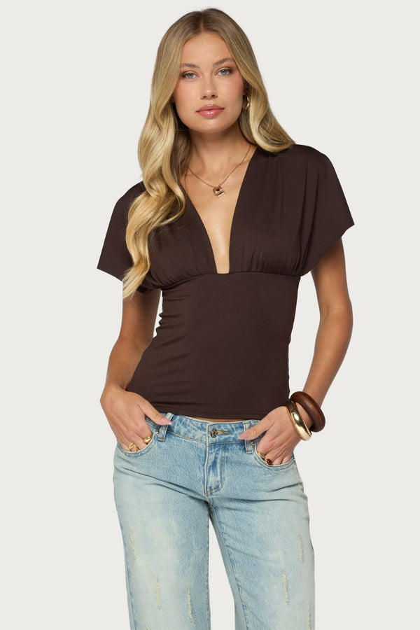 Flutter Plunging V Neck Top view 1