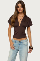 Flutter Plunging V Neck Top
