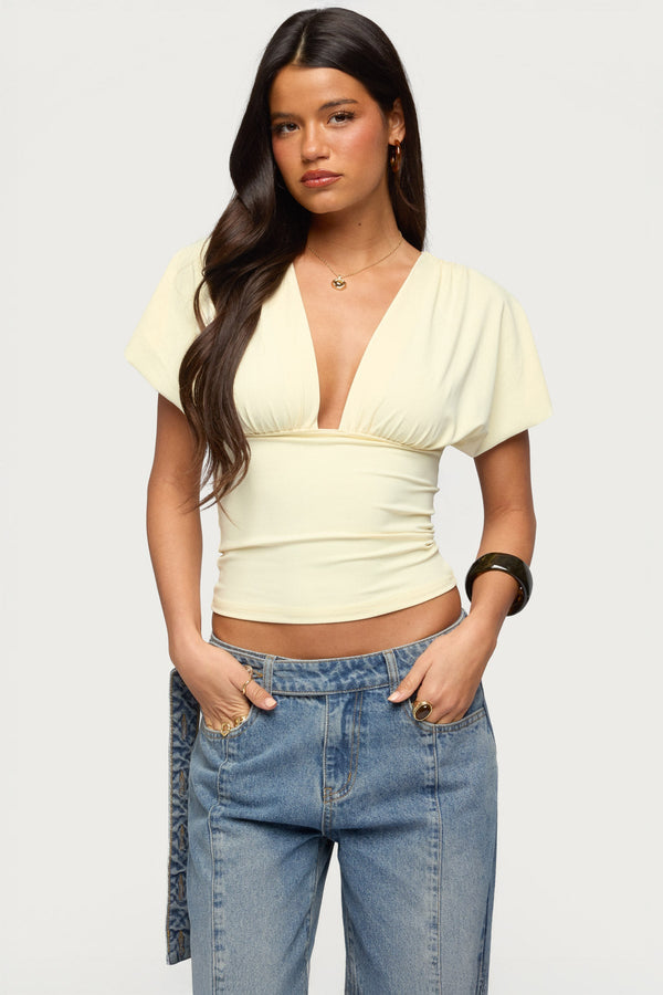 Flutter Plunging V Neck Top