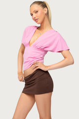 Flutter Plunging V Neck Top