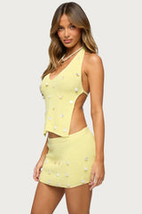 Lylah Backless Charm Knit Halter Top