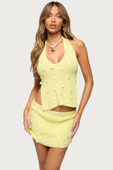 Lylah Backless Charm Knit Halter Top