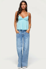 Belen Polka Dot Lacey Babydoll Top