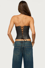 Izara Studded Faux Leather Corset