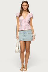 Georgia Ruffle Striped Button Up Top